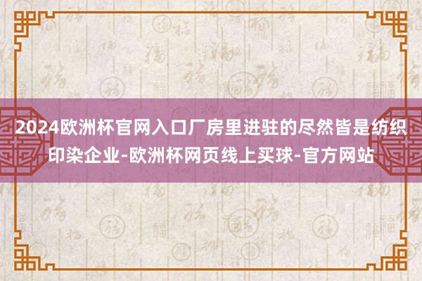 2024欧洲杯官网入口厂房里进驻的尽然皆是纺织印染企业-欧洲杯网页线上买球-官方网站