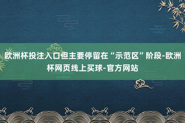 欧洲杯投注入口但主要停留在“示范区”阶段-欧洲杯网页线上买球-官方网站