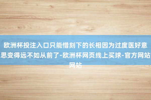 欧洲杯投注入口只能惜刻下的长相因为过度医好意思变得远不如从前了-欧洲杯网页线上买球-官方网站