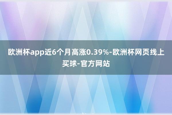 欧洲杯app近6个月高涨0.39%-欧洲杯网页线上买球-官方网站