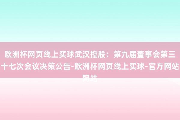 欧洲杯网页线上买球武汉控股：第九届董事会第三十七次会议决策公告-欧洲杯网页线上买球-官方网站