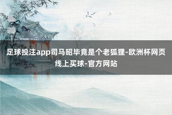 足球投注app司马昭毕竟是个老狐狸-欧洲杯网页线上买球-官方网站
