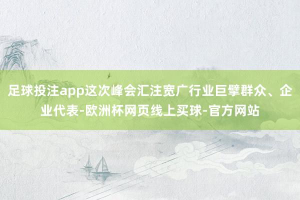 足球投注app这次峰会汇注宽广行业巨擘群众、企业代表-欧洲杯网页线上买球-官方网站